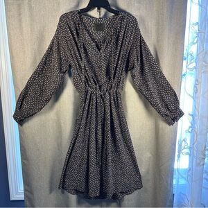No. 6 Store 100% Silk Printed Dress Size 2 Boho Long Sleeve Cinched Waist